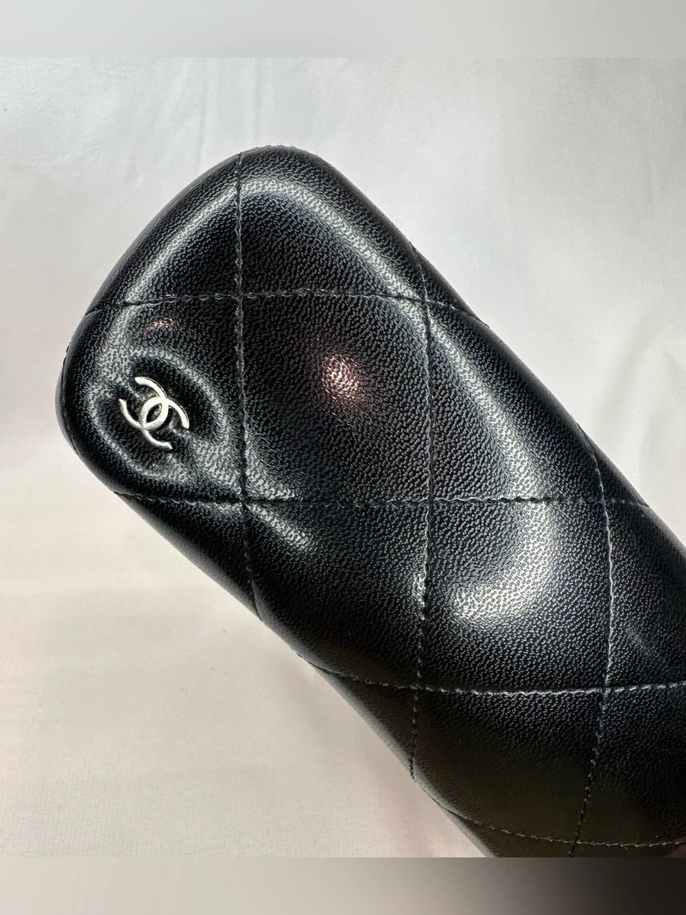 CHANEL Black Quilted Sunglasses Case with CC Emblem